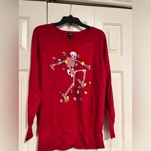 Torrid Women's Red Dancing Skeleton Pullover Crew Sweater Size 0